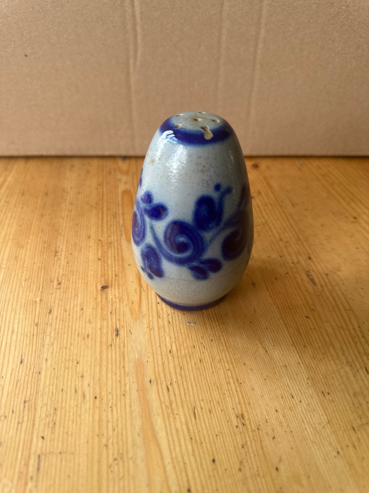 Vintage zoutvaatje met blauw decor, Ophalen of Verzenden