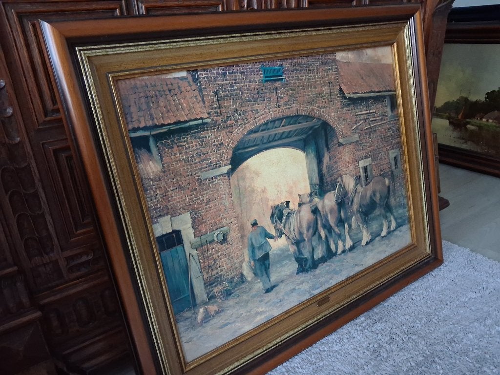 *Léon Engelen -Prachtig schilderij -Vermeld in PIRON, BAS..., Ophalen of Verzenden, Bijzondere lijst, Doek