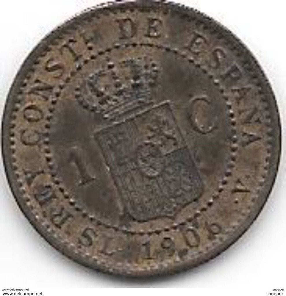 spain 1 centimo 1906 SLV km 726 unc, Verzenden, Overige landen, Losse munt