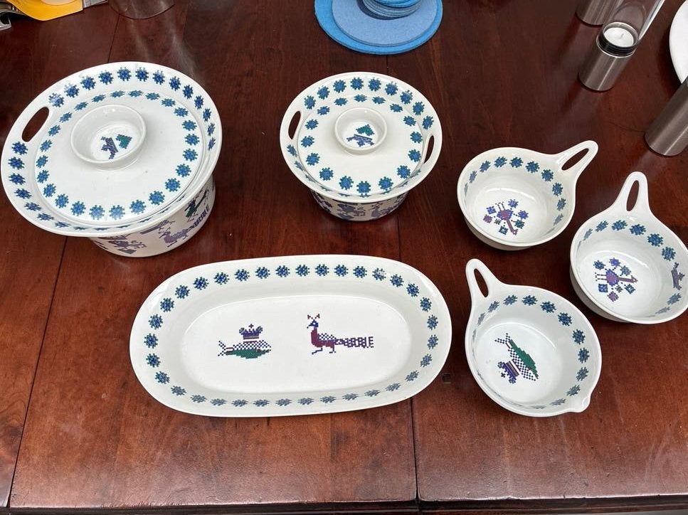 Vintage Figgjo Flint 'Menu' servies - Noors design, Huis en Inrichting, Ophalen, Gebruikt, Overige merken, Keramiek
