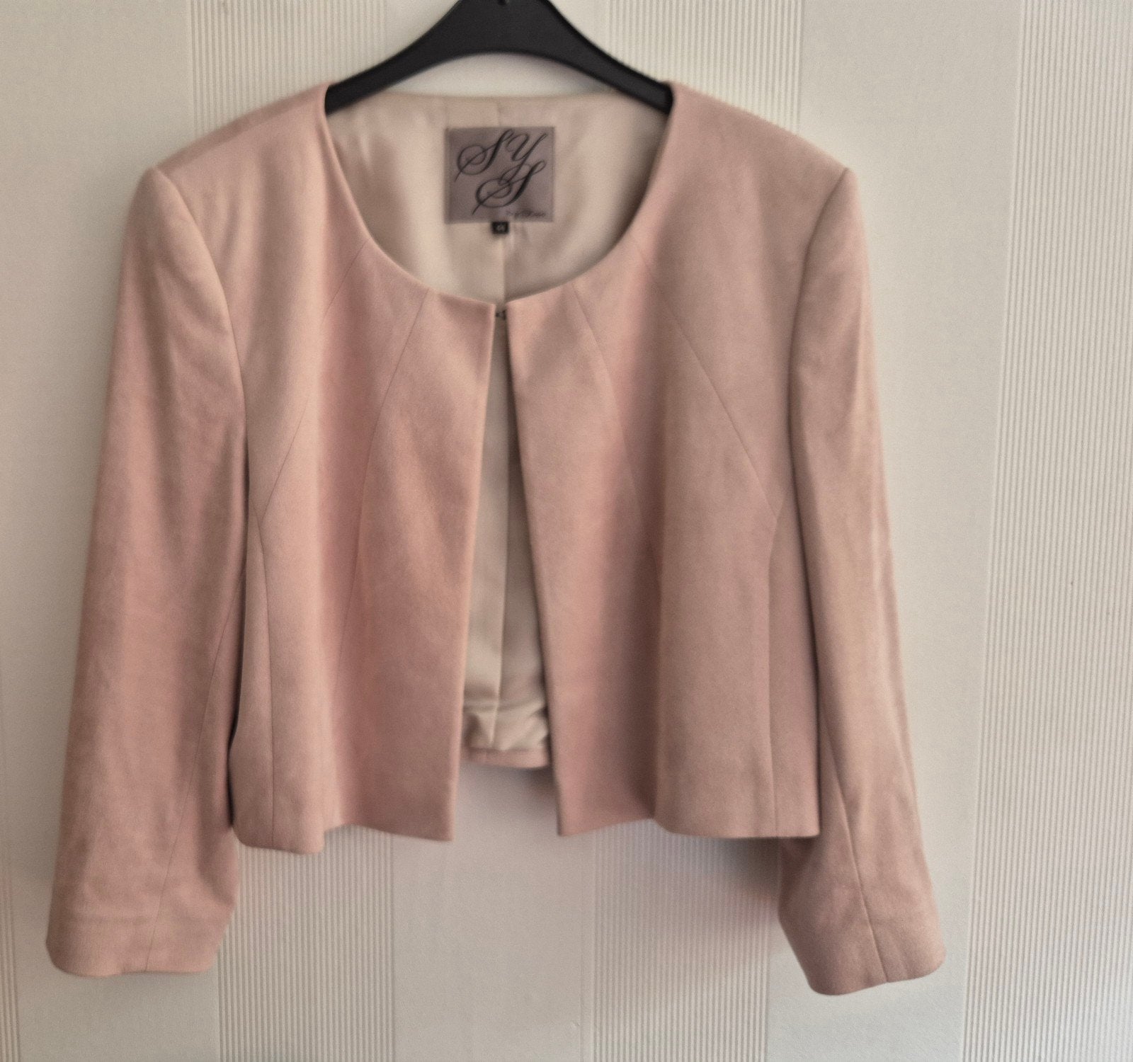 Prachtig suede zachtroze blazer/ jasje in maat 44, Ophalen of Verzenden, Zo goed als nieuw, Maat 42/44 (L), Roze