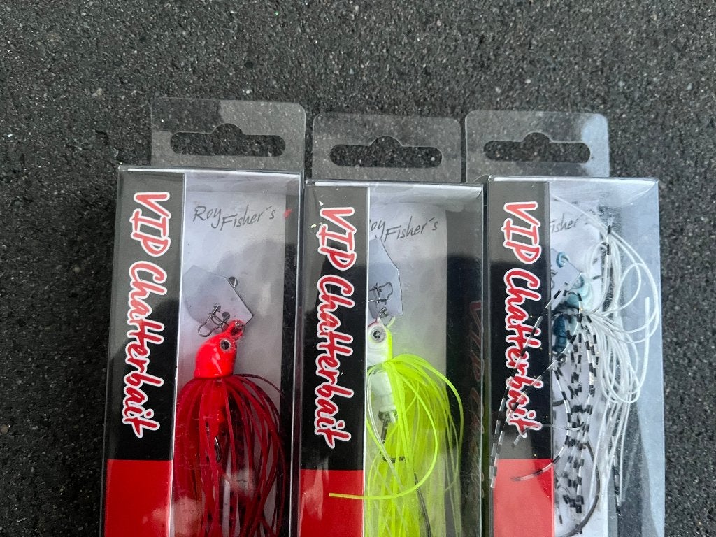 adv 319 / NIEUW mixset 3 blisters VIP CHATTERBAIT roy fisher, Watersport en Boten, Ophalen of Verzenden, Nieuw, Haak