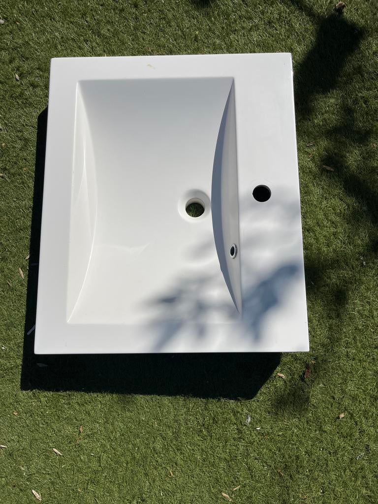 Witte wastafel afm 60x50, Ophalen, Gebruikt, Steen, Wastafel