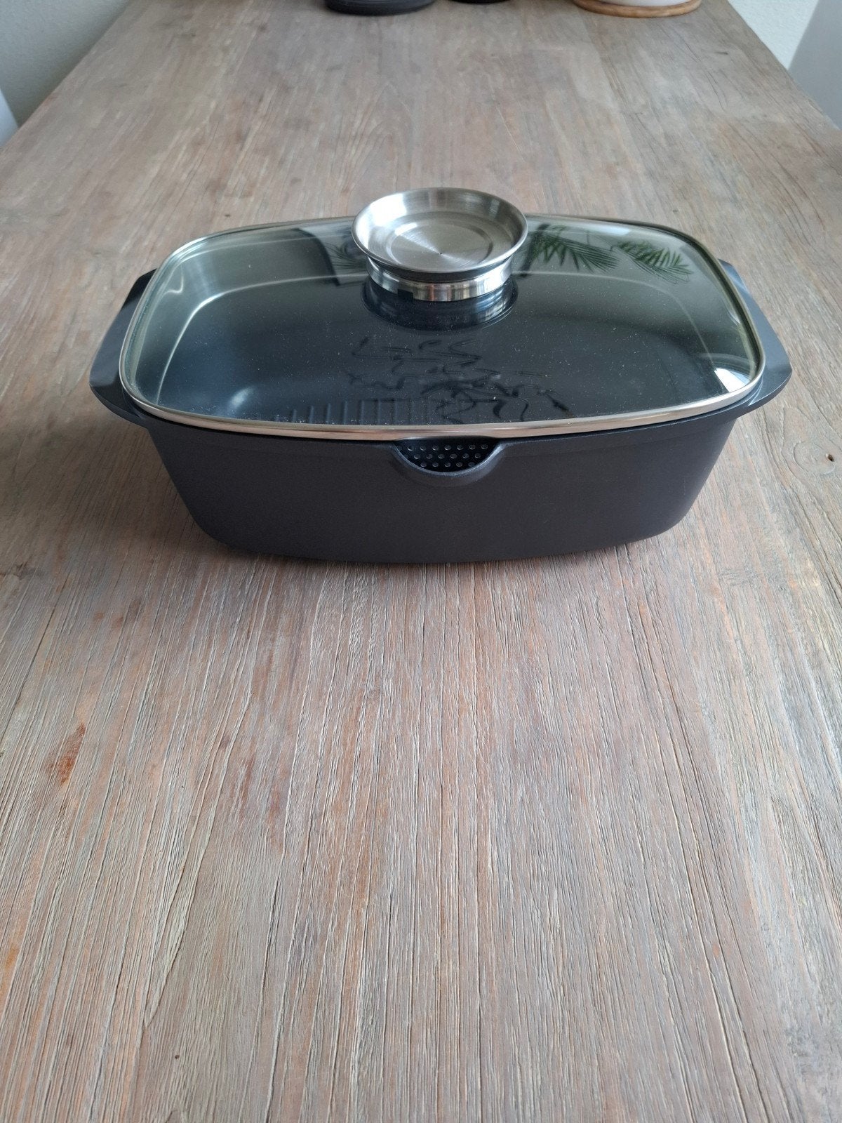 Zelfbedruipende braadschaal met glazen deksel, Braadpan, Met deksel, Ophalen of Verzenden, Nieuw