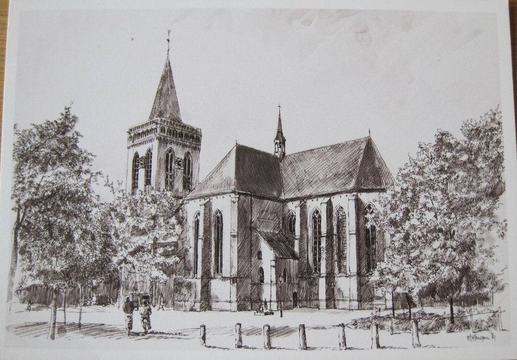 Nederlands Hervormde kerk in Ede - tekening Marius Jansen, Verzenden, 1980 tot heden, Ongelopen, Gelderland