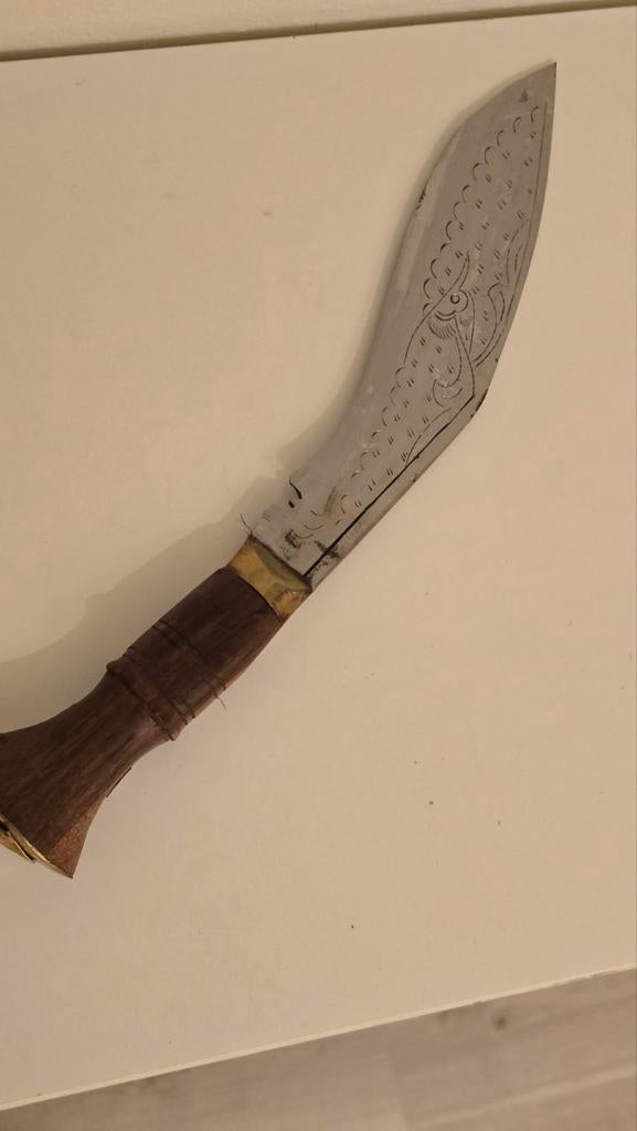 Vintage Nepalese Kukri Mes met Schede - Handgemaakt, Verzamelen, Ophalen, Overige soorten, Mes of Dolk