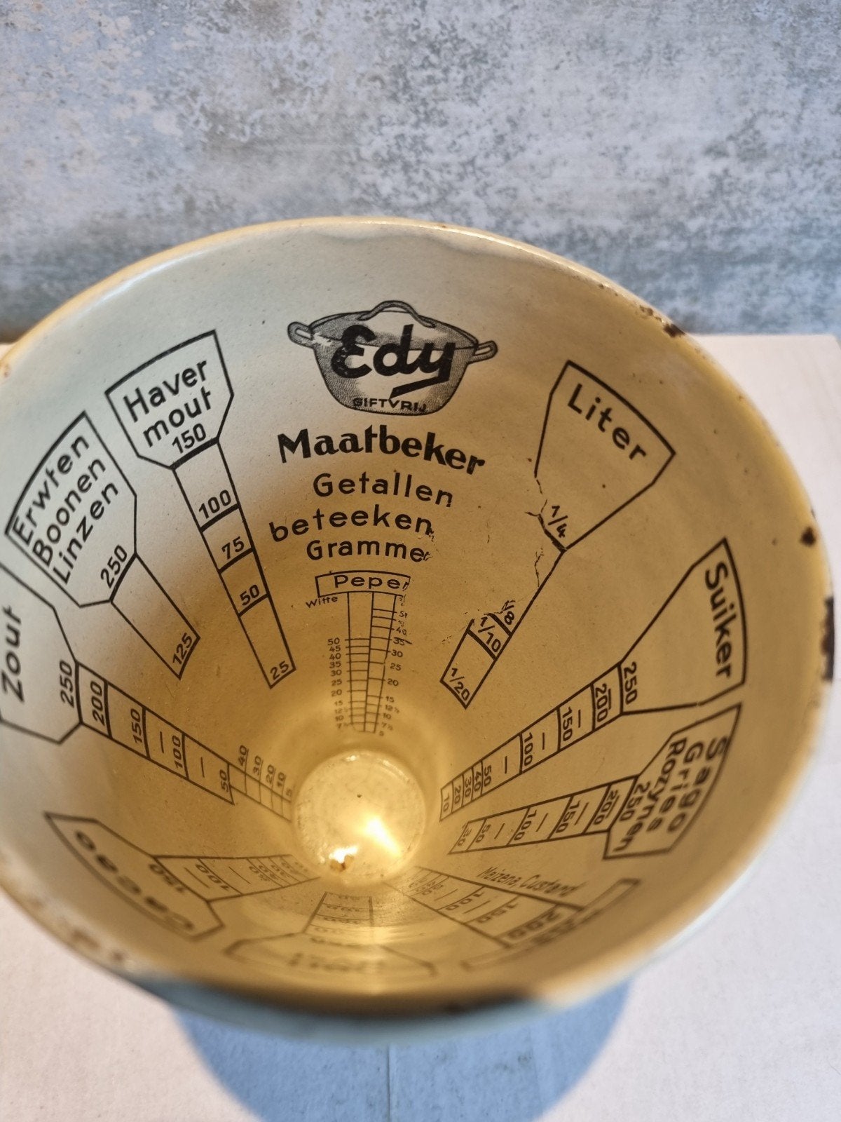 Vintage Edy Maatbeker - Emaille Keuken Meetinstrument, Ophalen of Verzenden