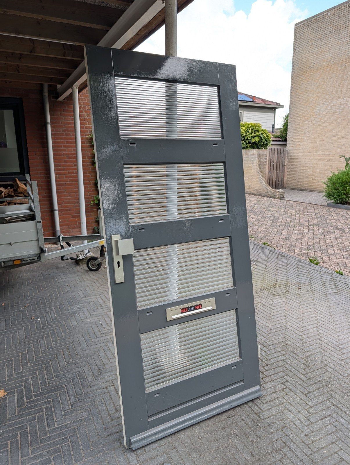 Hardhouten buitendeur, Ophalen, Gebruikt, 80 tot 100 cm, Buitendeur