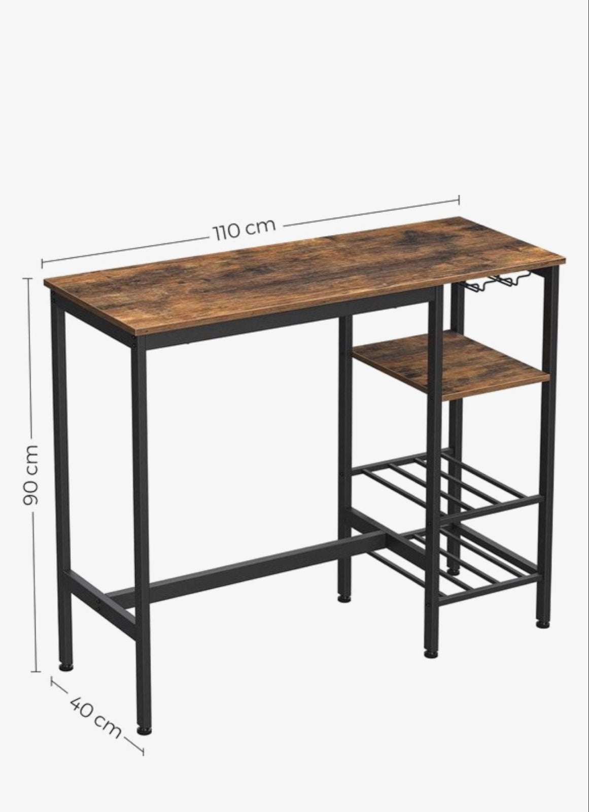 Industriële Bartafel met glazen/flessenrek - 110x40x90 cm, Ophalen, Zo goed als nieuw