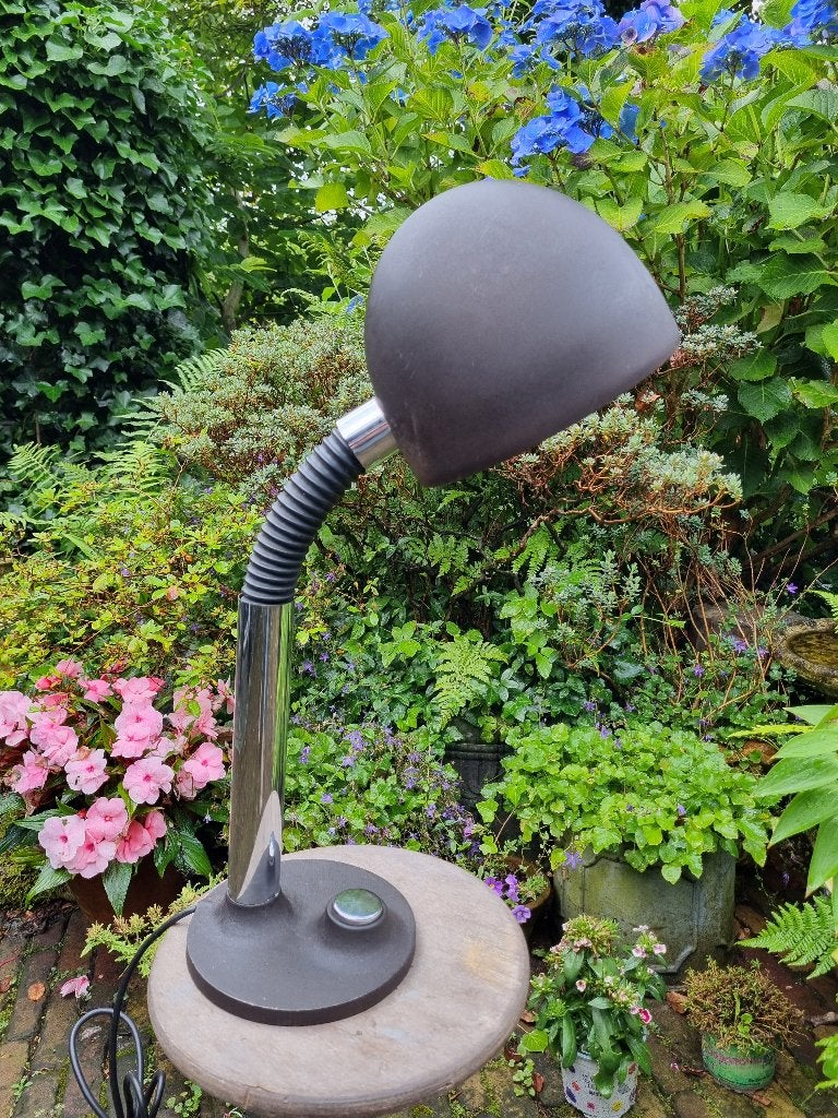 Bureaulamp tafellamp Hillebrand vintage bruin, Bureaulamp, Gebruikt, Overige merken, Vintage