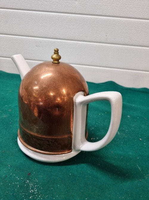 Theepot met theepotwarmer koper vintage, Ophalen of Verzenden, 'T Olde Gre-j, Info@toldegrej.nl, Endepoelstraat 20f Didam