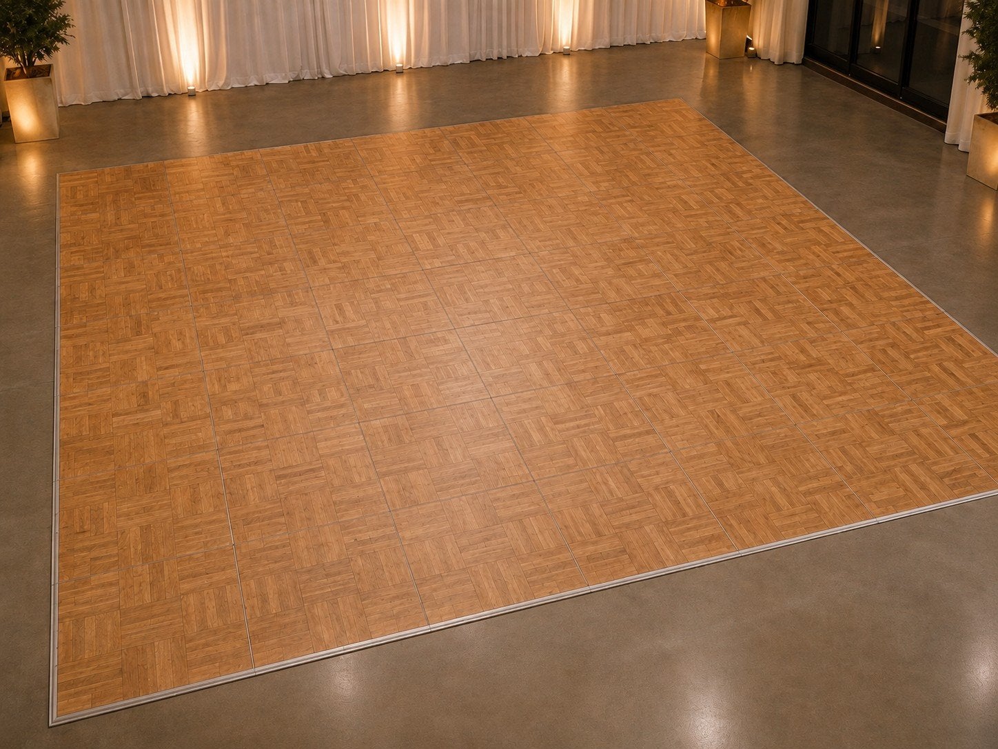 Dansvloer 30m2  houten panelen met metalen frame