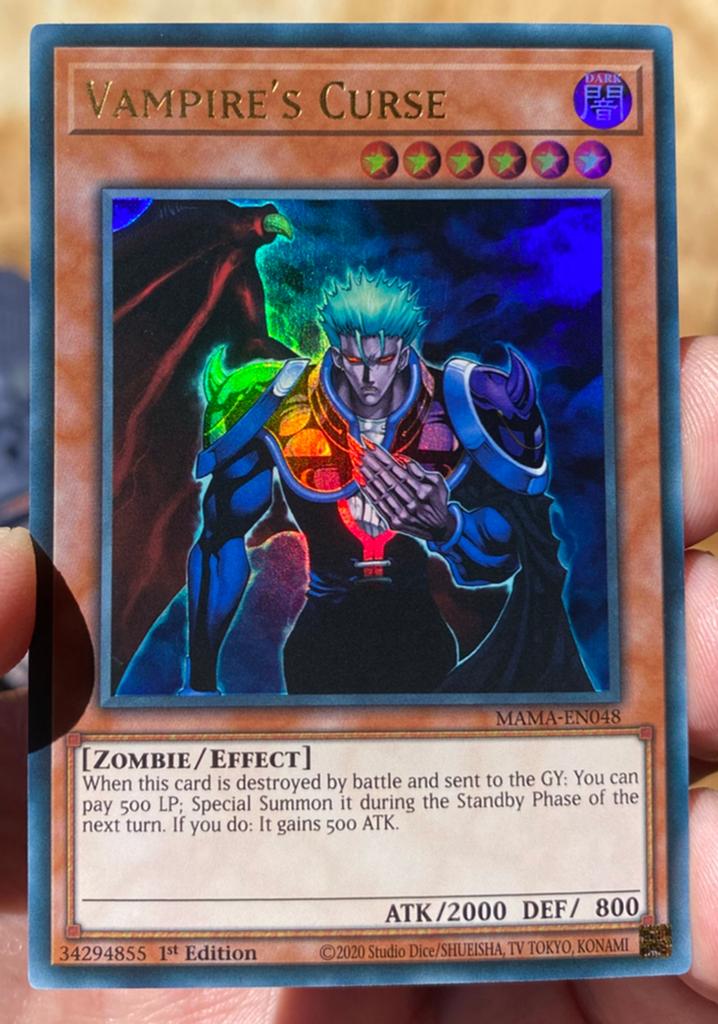 Yu-Gi-Oh! Vampire’s Curse MAMA 1st Edition !, Ophalen of Verzenden, Zo goed als nieuw, Losse kaart, Foil