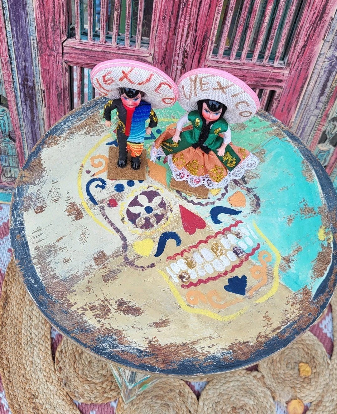 Shabby/Boho/Handgeschilderd/Mexicaans/Kastje/Tafeltje, Ophalen of Verzenden
