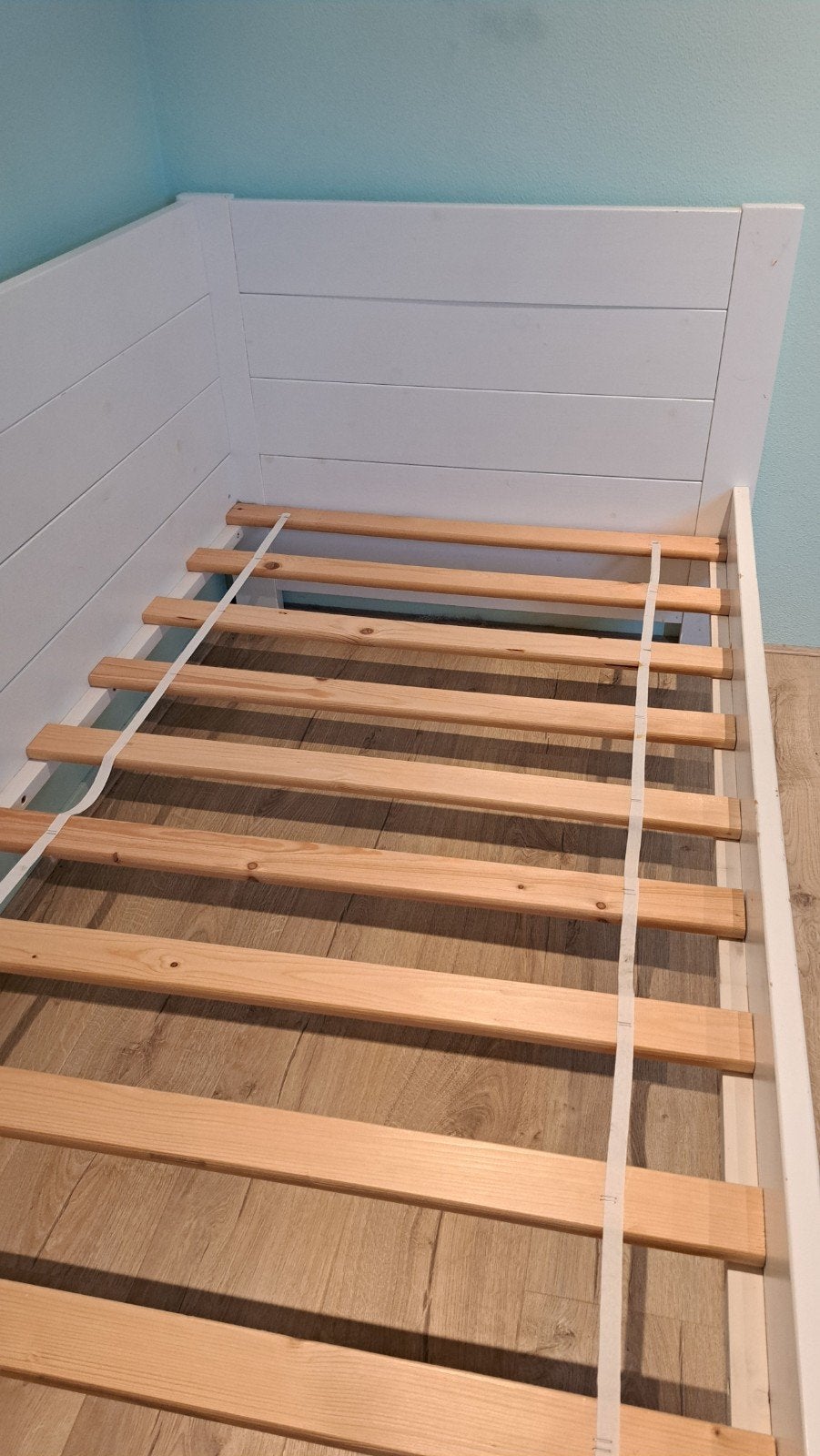 Wit houten eenpersoonsbed incl. lattenbodem, Ophalen, Gebruikt, 90 cm, Eenpersoons