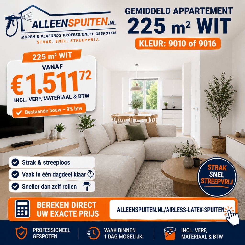 Airless latex spuiten vanaf €719 incl btw online reserveren, Binnenschilderwerk