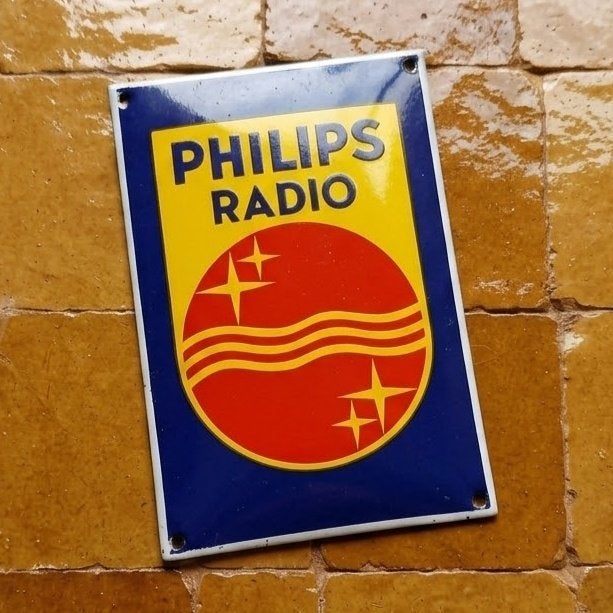 Emaille Reclamebord PHILIPS Radio 50's Vintage Industrieel, Verzenden, Gebruikt, Reclamebord