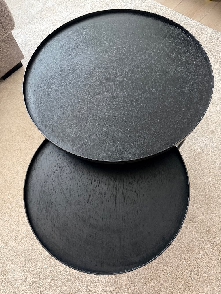 Zwarte Notre Monde zwart houten/metalen salon/bijzettafel, Minder dan 55 cm, Metaal of Aluminium, Rond, Zo goed als nieuw