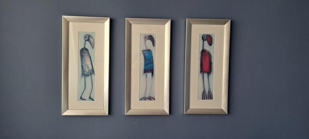 Drieluik Schilderij Vogels - Abstracte Kunst, Ophalen