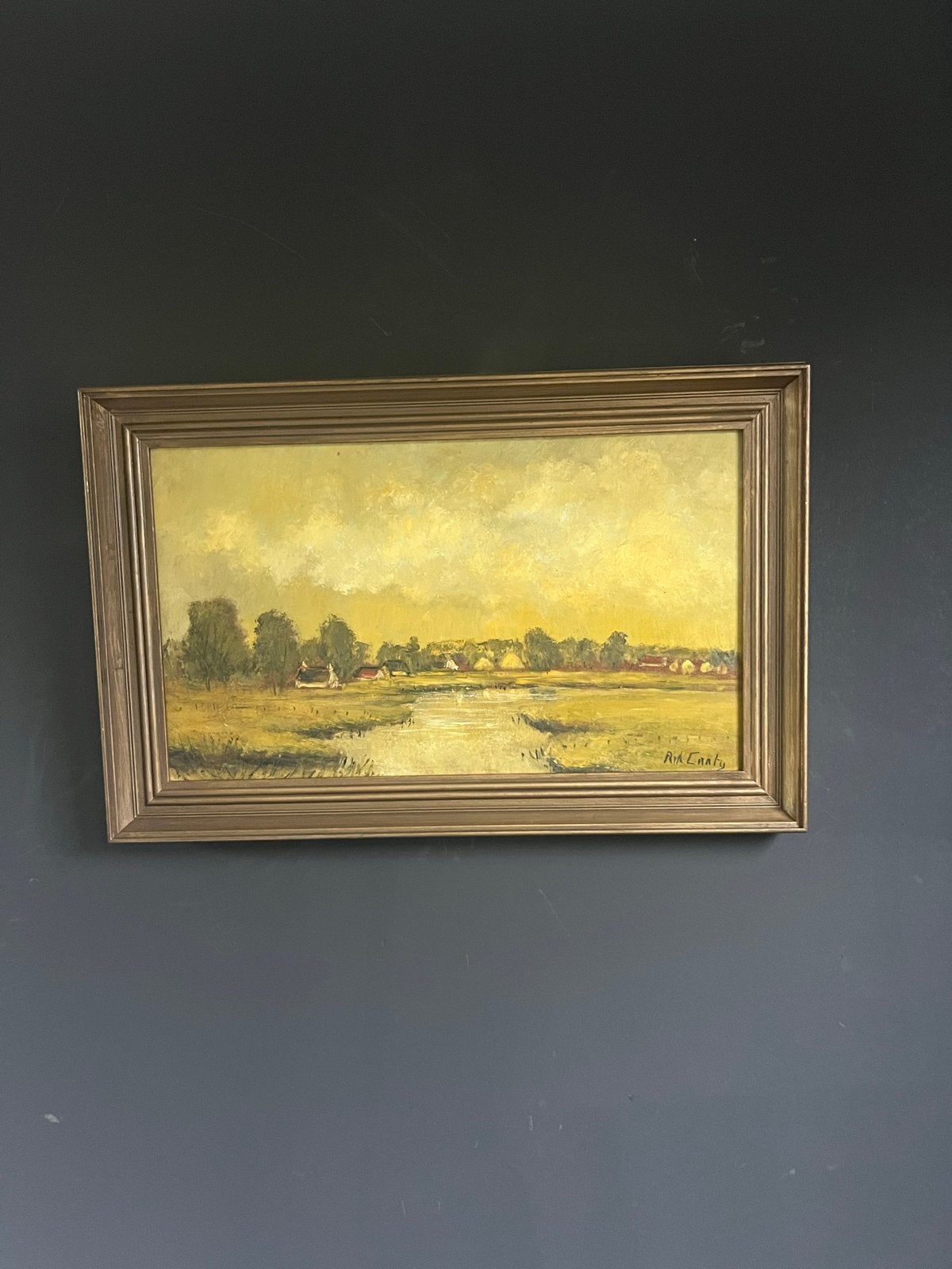 Schilderij op linnen gesigneerd Rik Canty - Landschap, Antiek en Kunst, Kunst | Schilderijen | Klassiek, Doek, Realistisch, Ophalen of Verzenden