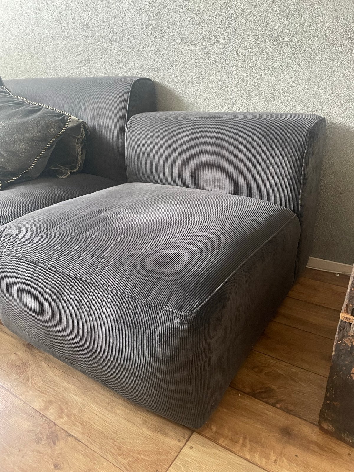 Losse fauteuil / zitelement Goossens Donkergrijs Ribfluweel, Eenpersoons, 100 tot 125 cm, Ophalen of Verzenden, Zo goed als nieuw