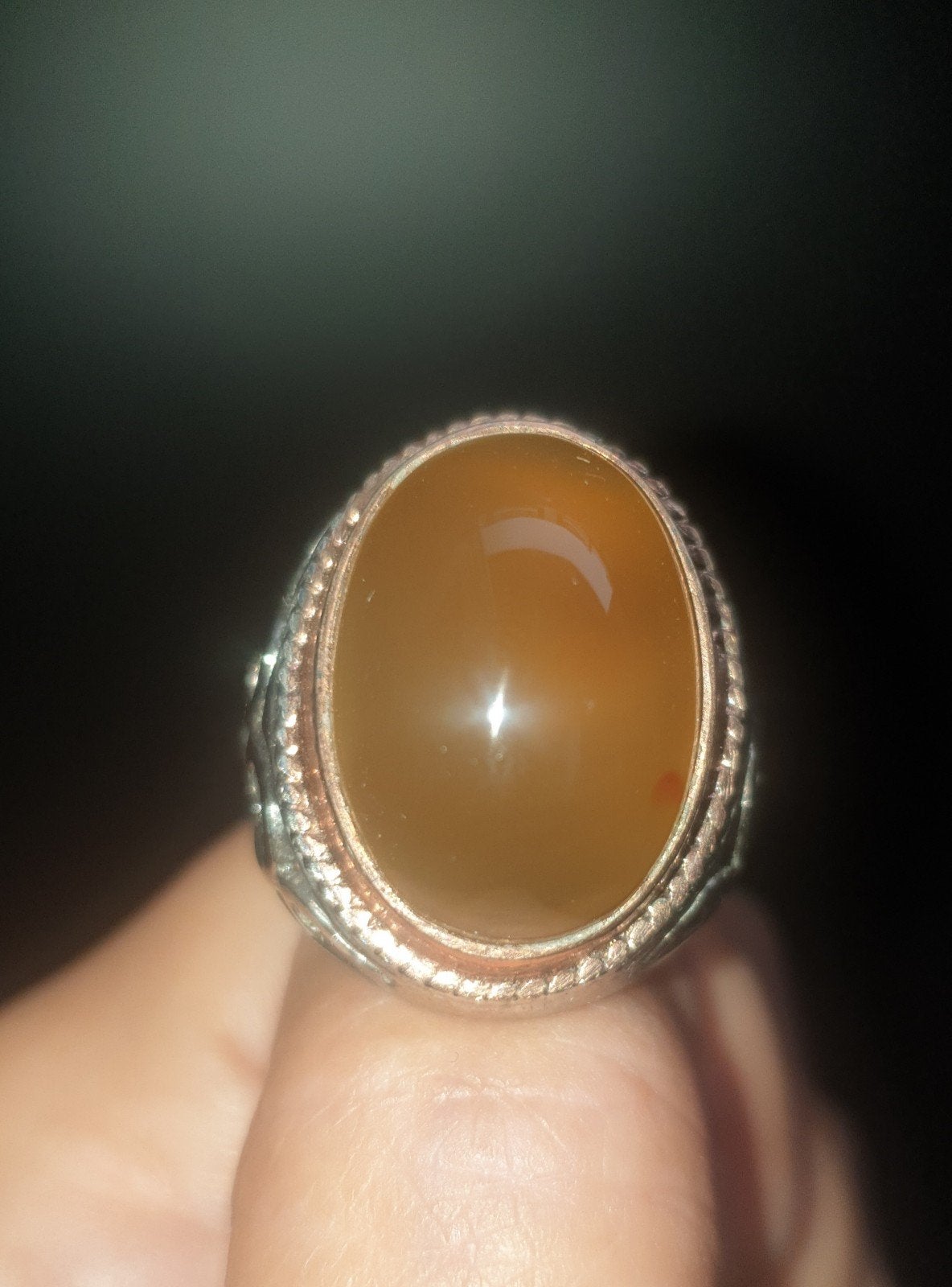 Ring maat 20 batu akik Cempaka kuning Indonesië, Verzenden, 20 of groter, Zilver, Dame of Heer