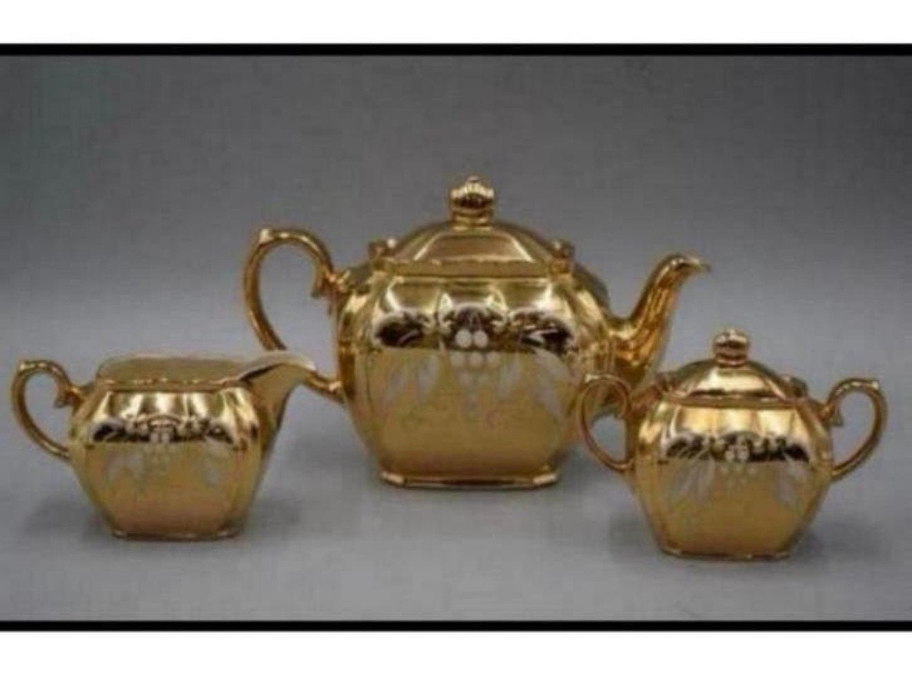 Sadler Gold Lustre 3 delige thee-set 1950 Zeldzaam + theepot, Antiek en Kunst, Ophalen of Verzenden