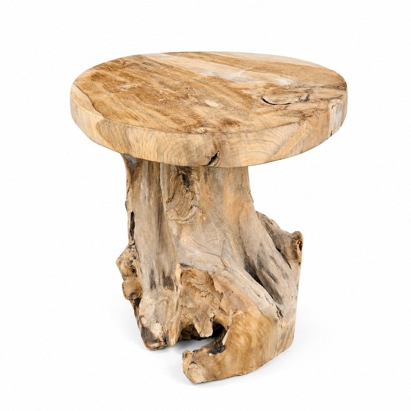 Bijzettafel van Teakhout Kruk Teak Tafeltje Hout Naturel