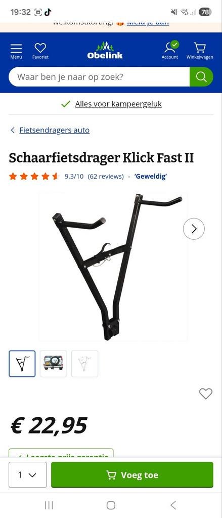Nieuwe schaarfietsdrager Klick Fast II, Ophalen of Verzenden, Trekhaakdrager