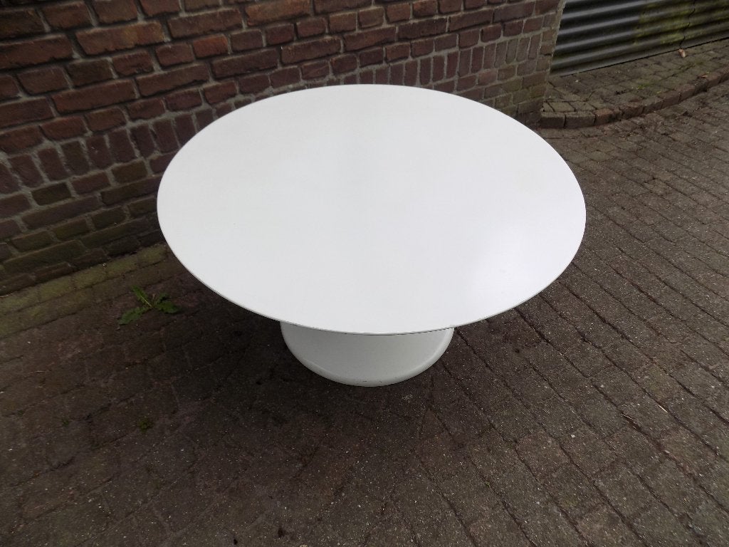 Vintage salontafel Arkana Tulip jaren 60 wit rond, Ophalen, Gebruikt