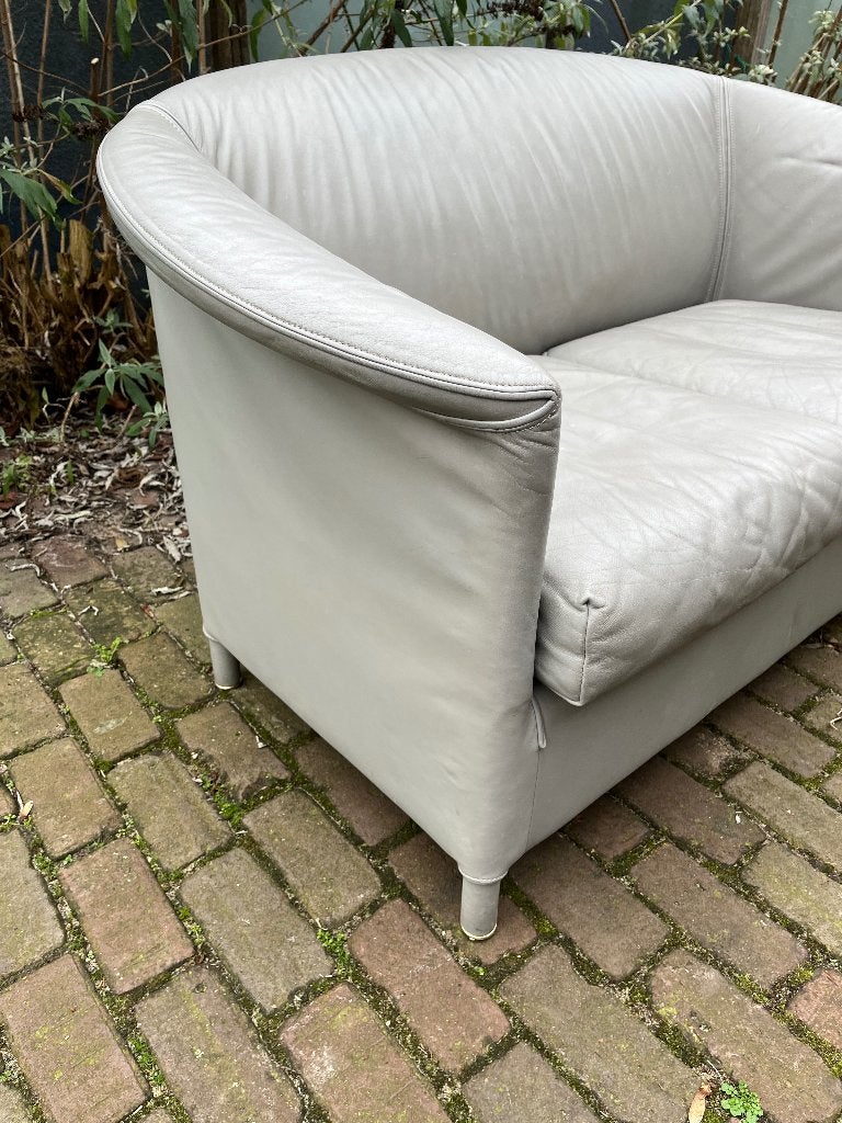 Wittmann Aulia 2-zitsbankje grijs leer compact, Huis en Inrichting, Banken | Bankstellen, Gebruikt, Tweepersoons, 75 tot 100 cm