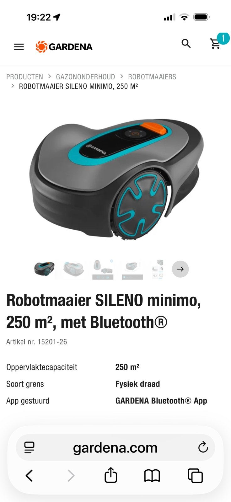 Gardena Robotmaaier Sileno Minimo 250-, Cirkelmaaier, Gebruikt, Minder dan 30 cm, Accu-grasmaaier