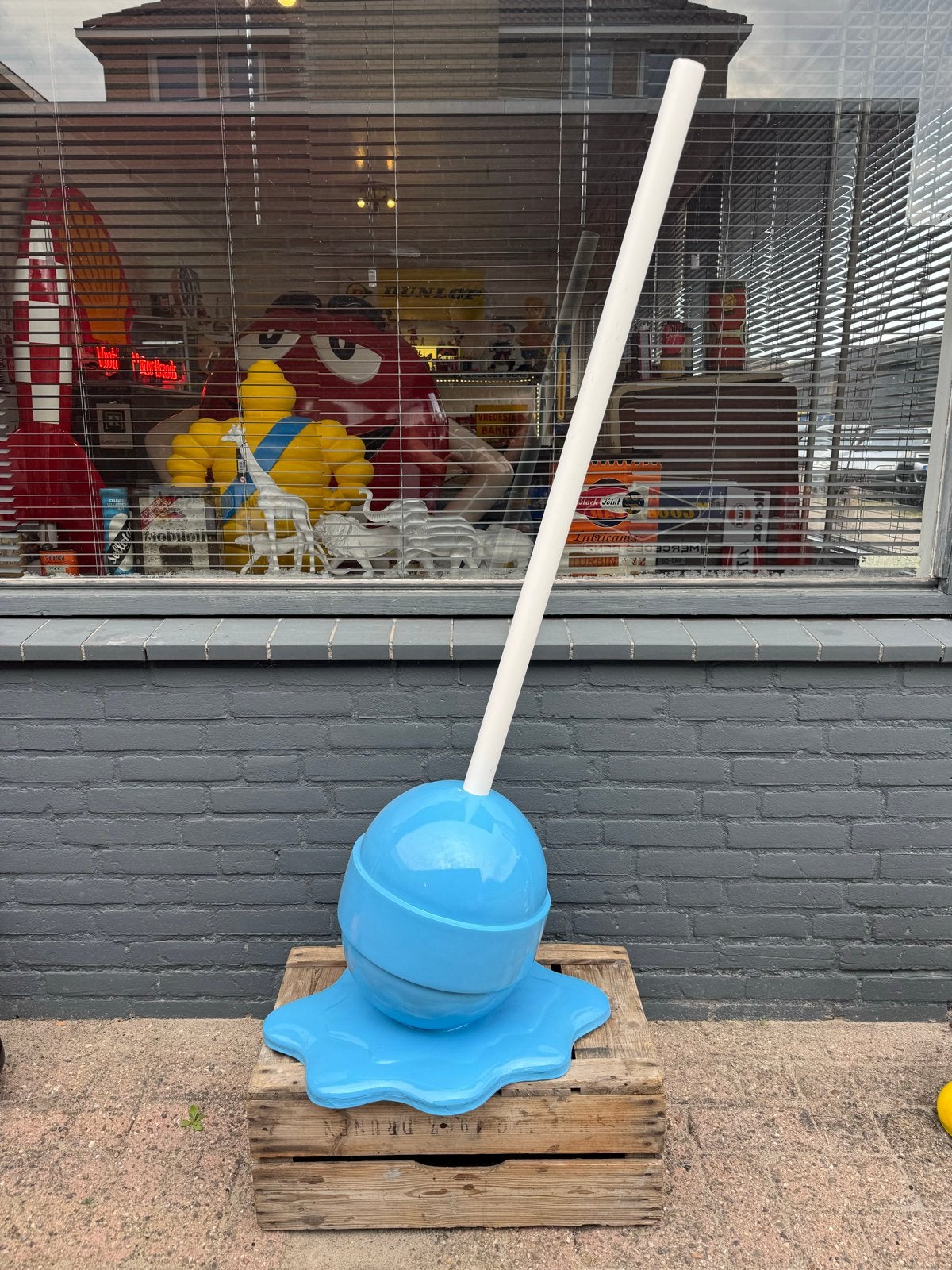 Grote Lolly Decoratie - Blauw Smeltend Snoep Beeld, Huis en Inrichting, Ophalen, Gebruikt, Blauw, .
