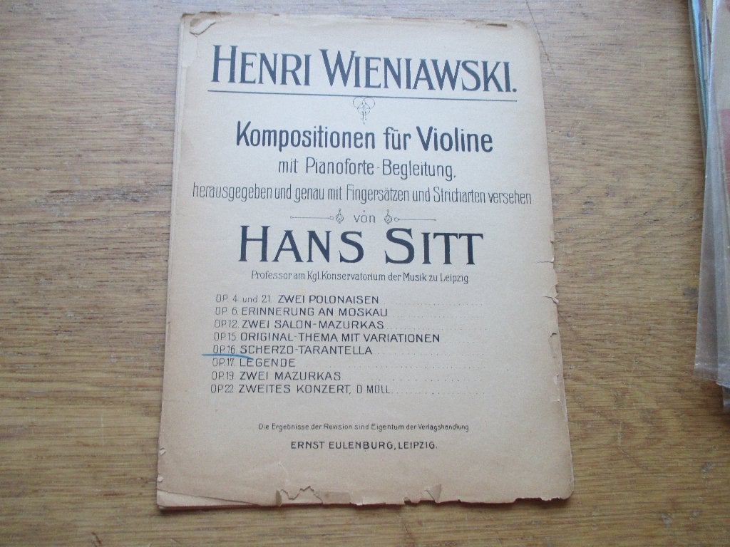 WIENIAWSKI - SCHERZO-TARANTELE - VOOR VIOOL EN PIANO, Gebruikt, Klassiek, Ophalen of Verzenden, Piano