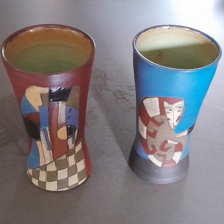 Vazen/drinkbekers Atelier Bunter Scherben, Gebruikt, Keramiek, Overige typen, Ophalen of Verzenden