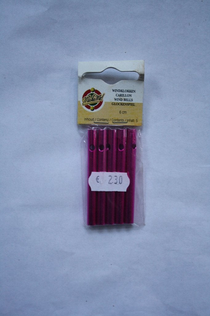 5 zakjes windklokjes buisjes aluminium fuchia, Overige thema's, Nieuw, Meerkleurig, Knutselmateriaal