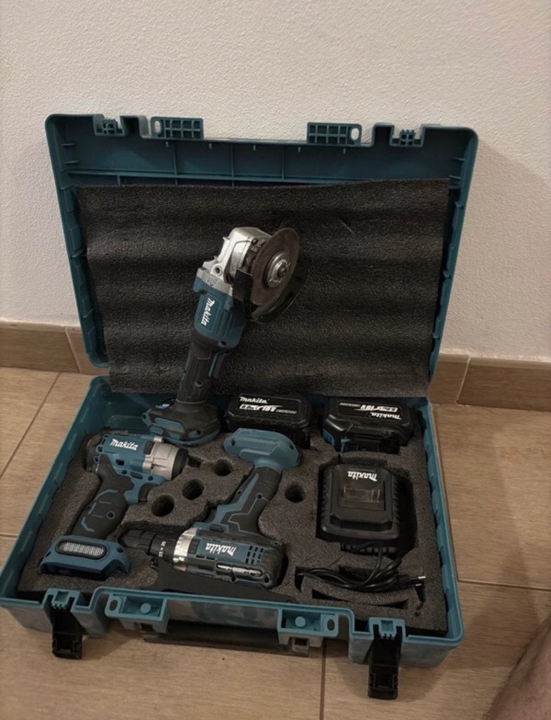 Foto 3 van Makita Accu Geredschap Set Haakse Slijper, Boormachine,Slag