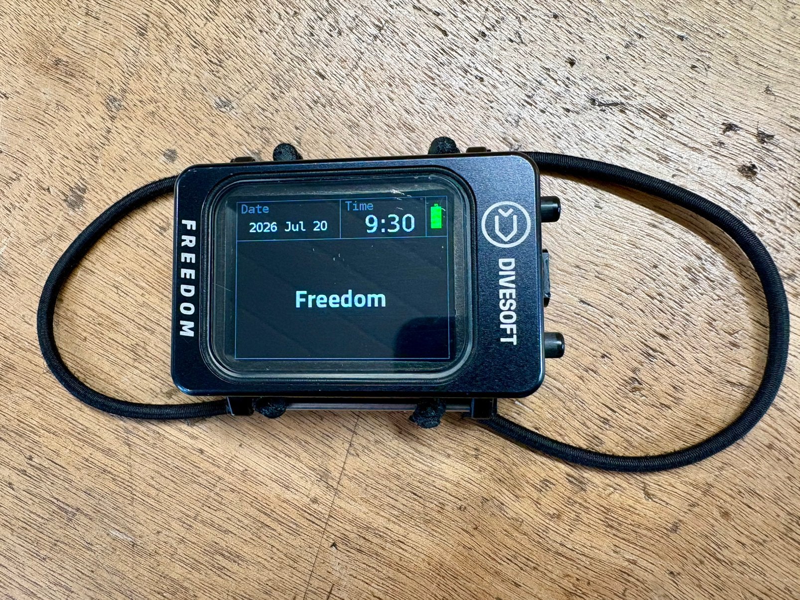 Divesoft Freedom bottomtimer bungee, Watersport en Boten, Duiken, Zo goed als nieuw, Duikcomputer, Ophalen of Verzenden