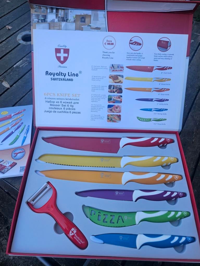 Nieuwe keramische messenset van Royalty Line, 6-delig, Ophalen of Verzenden, Nieuw, Overige materialen, Bestekset