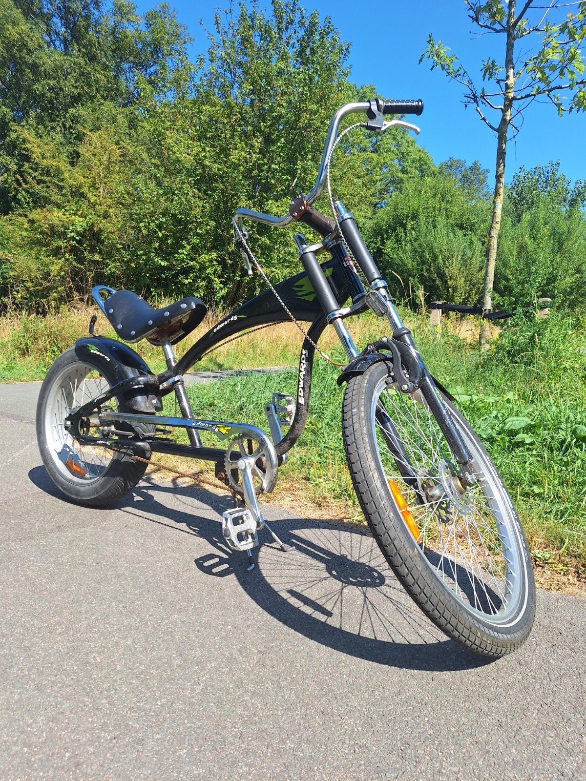 Edwards Chopper Fiets - Unieke Zwarte Cruiser, Gebruikt, Staal, Velgrem, Ophalen