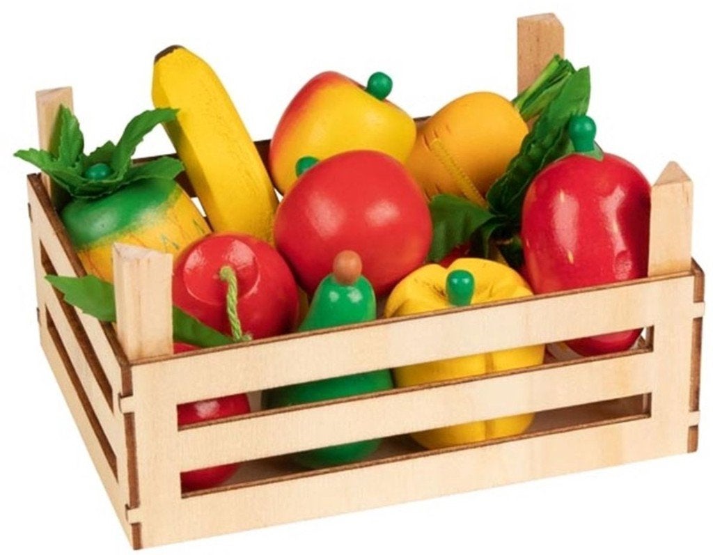 Goki Groenten en Fruit in Kist, 1 set - 10 stuks, Kunststof, Nieuw, Ophalen of Verzenden, Goki