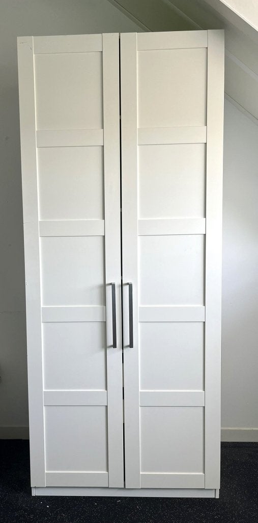 Tijdloze witte 2-deurs PAX Grimo kledingkast (236x100x60), Ophalen, Gebruikt, Met deur(en), 200 cm of meer