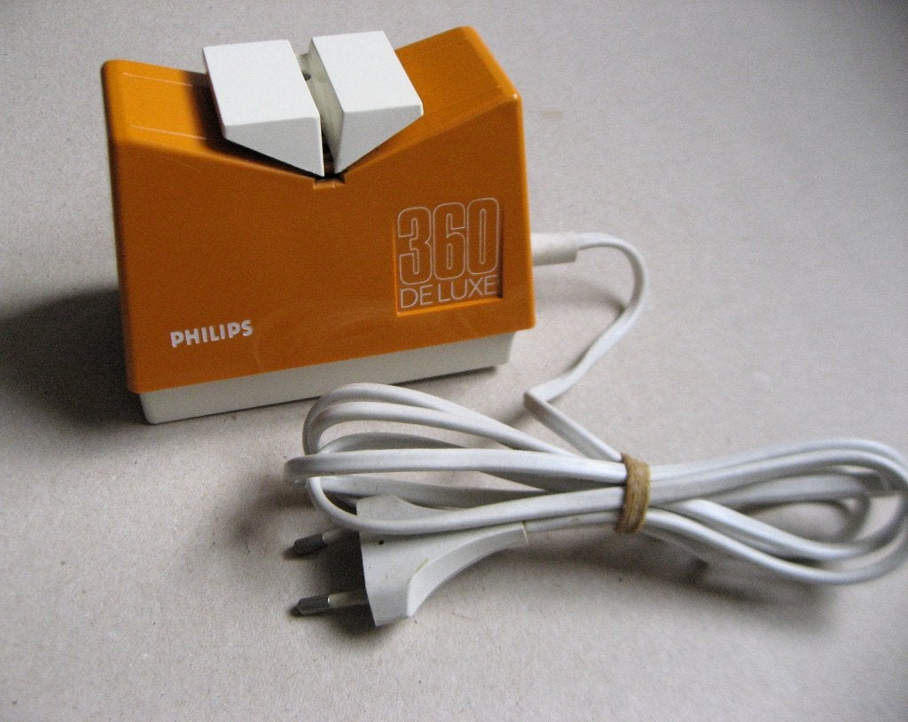 Retro oranje messenslijper Philips 360  de Luxe, jaren 70, Ophalen of Verzenden, Huis en Inrichting