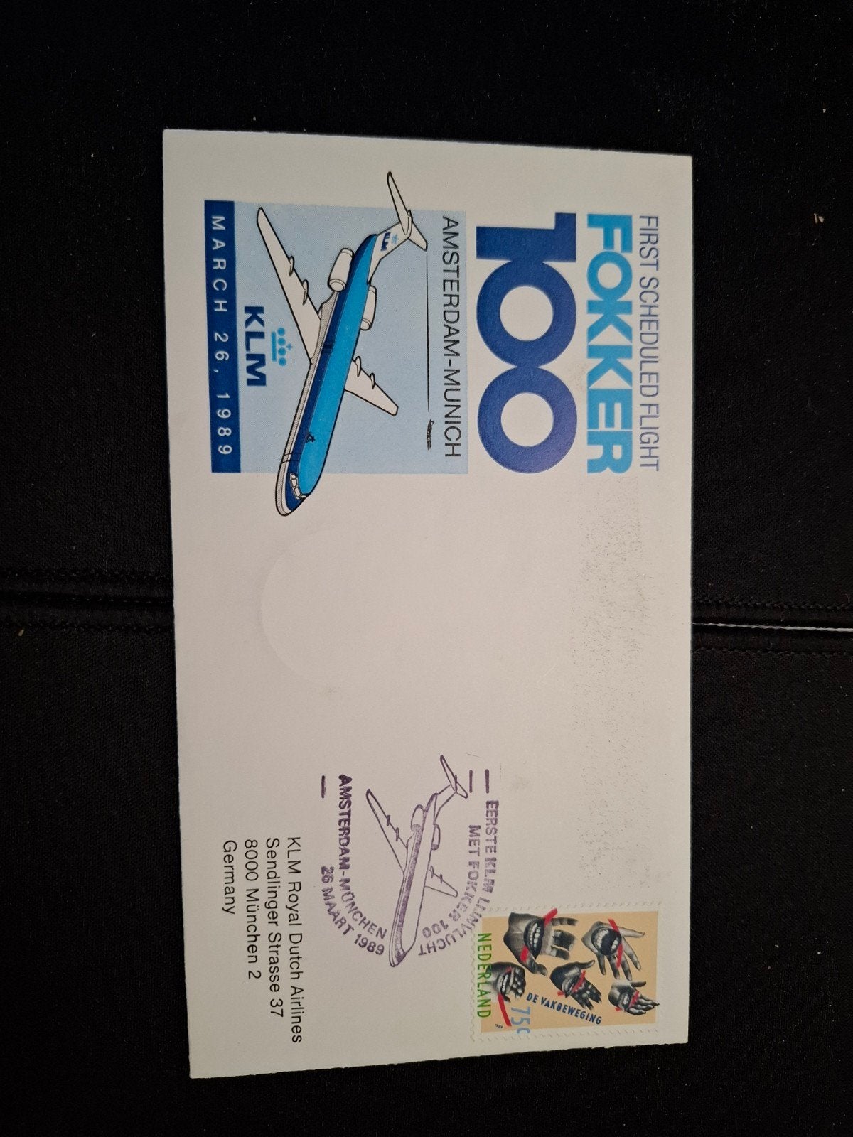 Envelop Fokker 100 vlucht Amsterdam-Munchen 26 maart 1989, Ophalen of Verzenden
