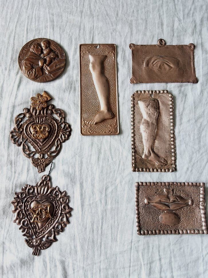 Vintage Antieke Ex Voto's - Metaal, Messing en Zilver, Antiek en Kunst, Ophalen of Verzenden