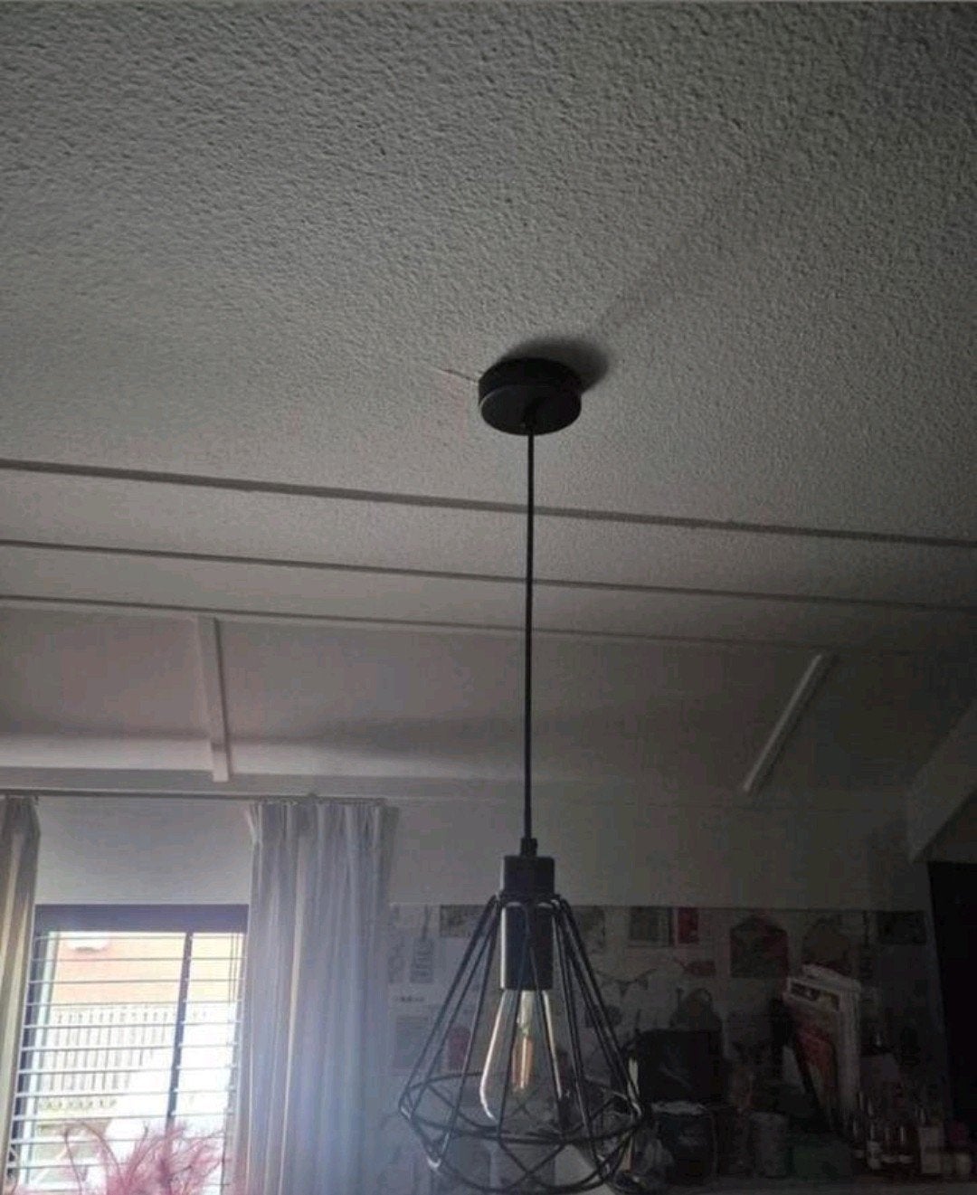 Diamant Plafondlamp - Zwart Metaal, Ophalen, Gebruikt, Modern, Industrieel, E27 (groot)