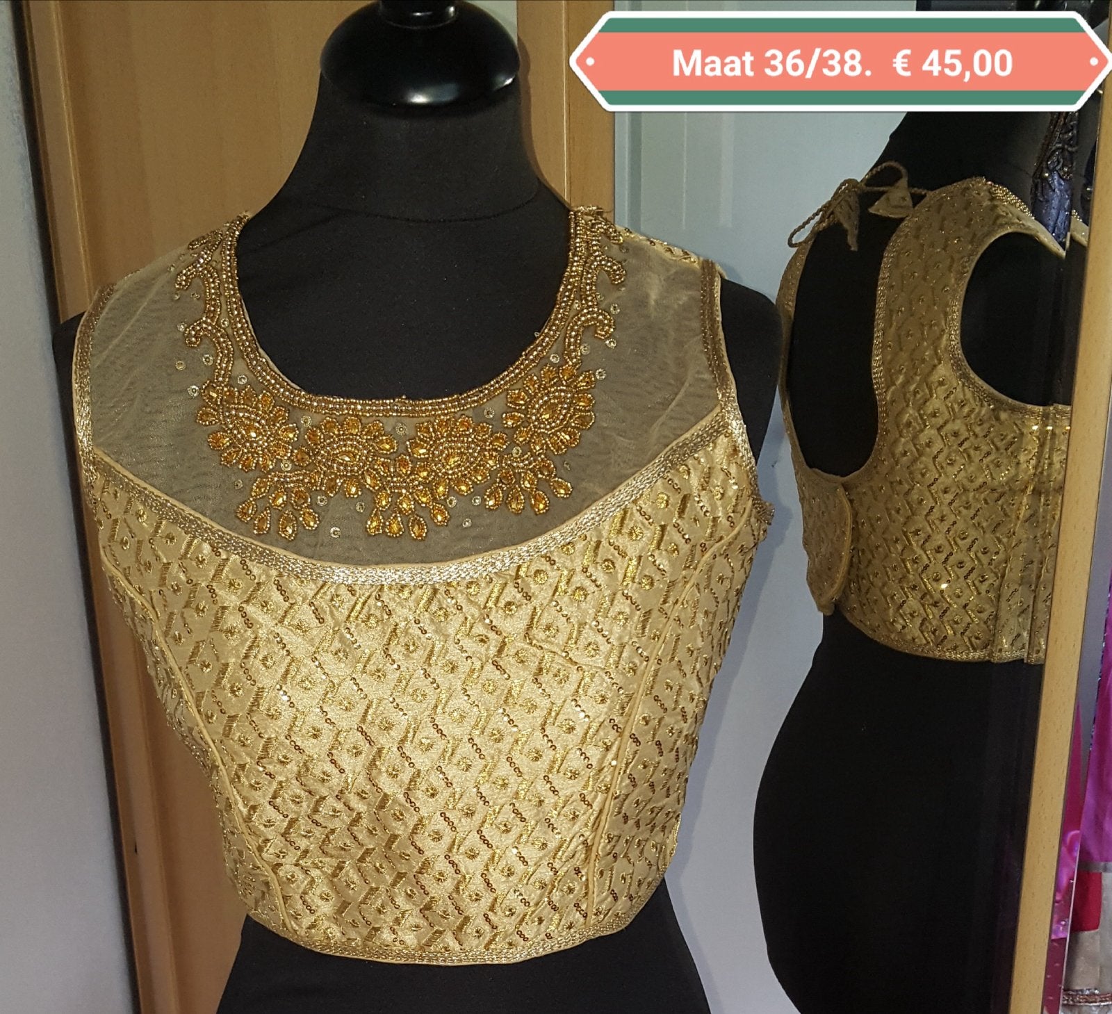 Prachtige Indiase SARI-Blouse met Borduurwerk, Maat 38/40 (M), Meerkleurig, Nieuw, Ophalen of Verzenden