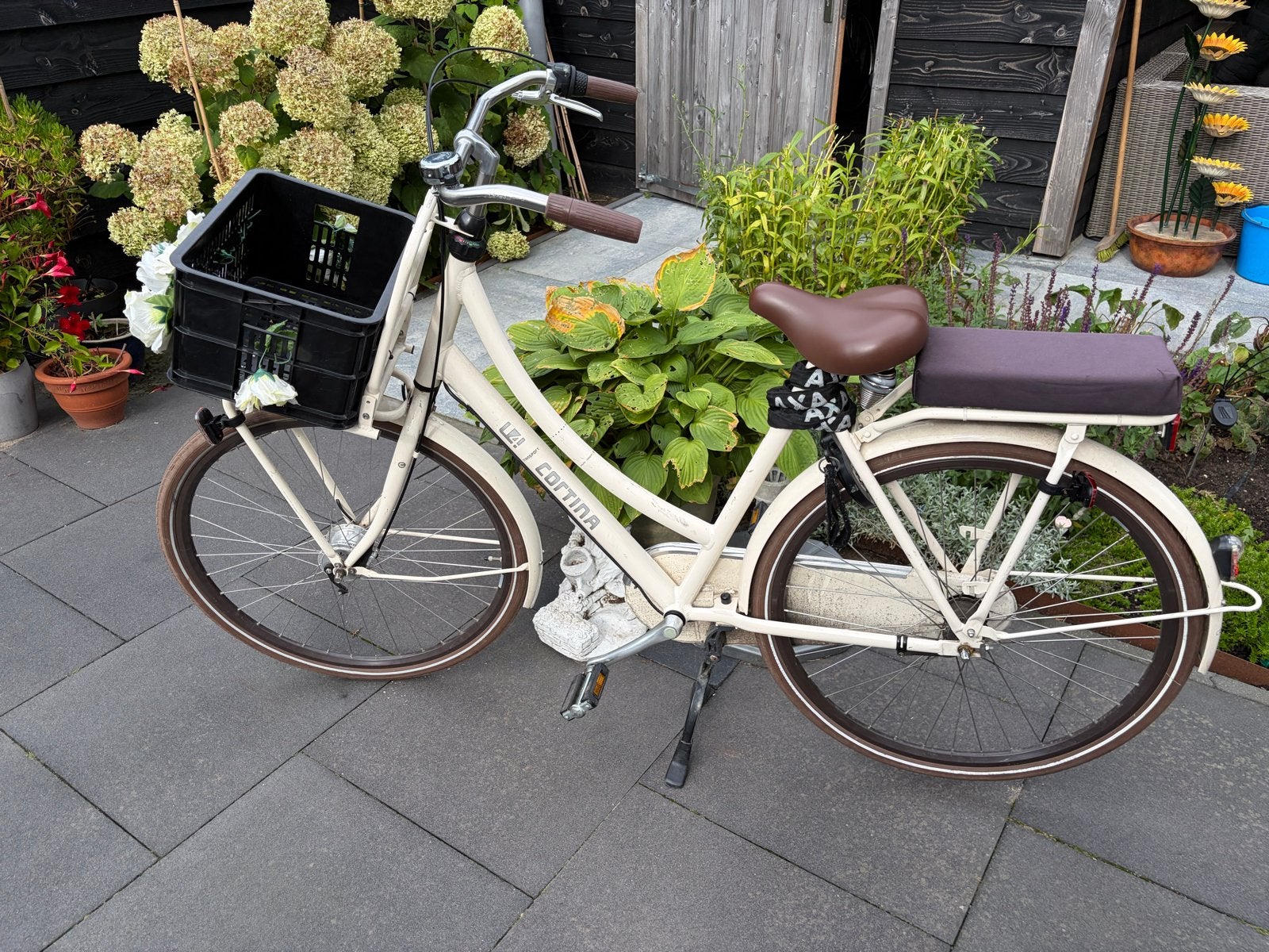 Cortina U4 transport fiets met krat en bloemen, Terugtraprem, Versnellingen, Ophalen, Overige merken