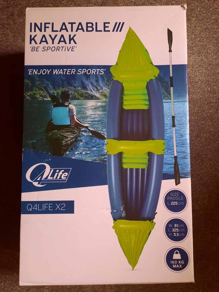 Q4Life X2 Opblaasbare Kajak - Nieuw in doos, Watersport en Boten, Ophalen, Nieuw, 2-persoons