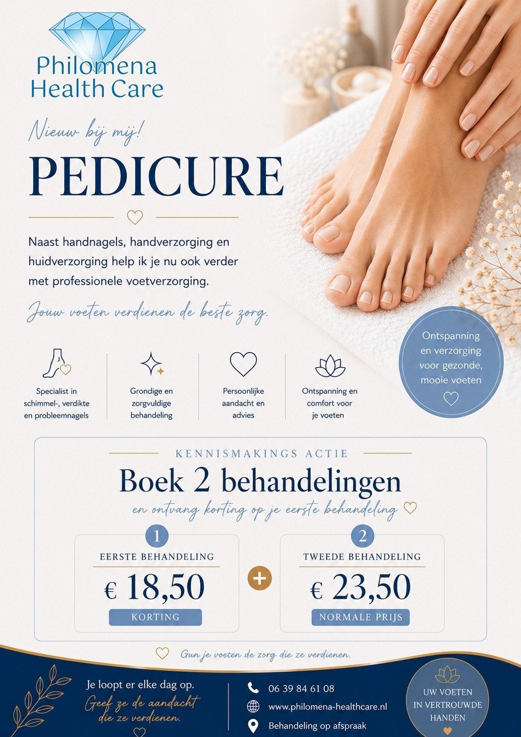 Pedicure behandeling 'basis'.